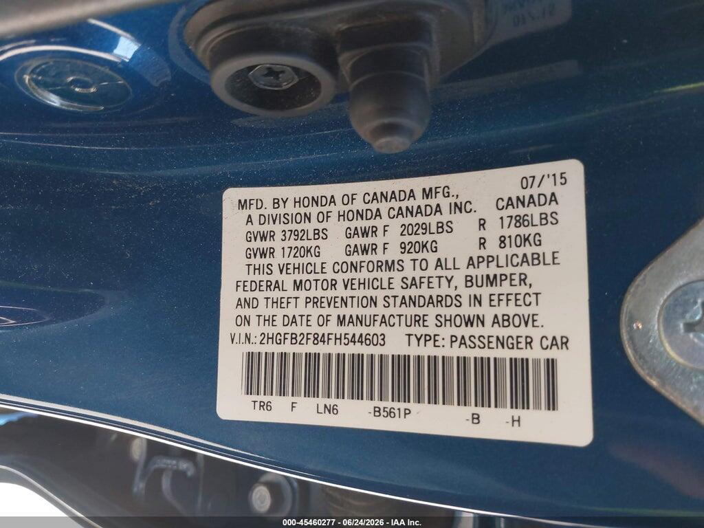 2HGFB2F84FH544603 2015 HONDA CIVIC photo no. 9