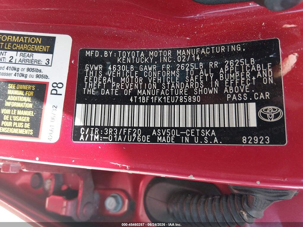 4T1BF1FK1EU785890 2014 TOYOTA CAMRY photo no. 9