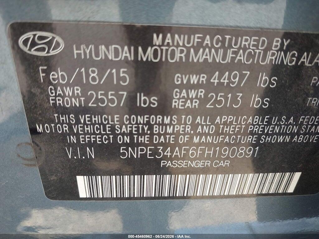 5NPE34AF6FH190891 2015 HYUNDAI SONATA photo no. 9