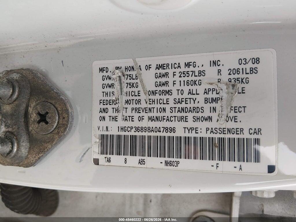 1HGCP36898A047896 2008 HONDA ACCORD photo no. 9