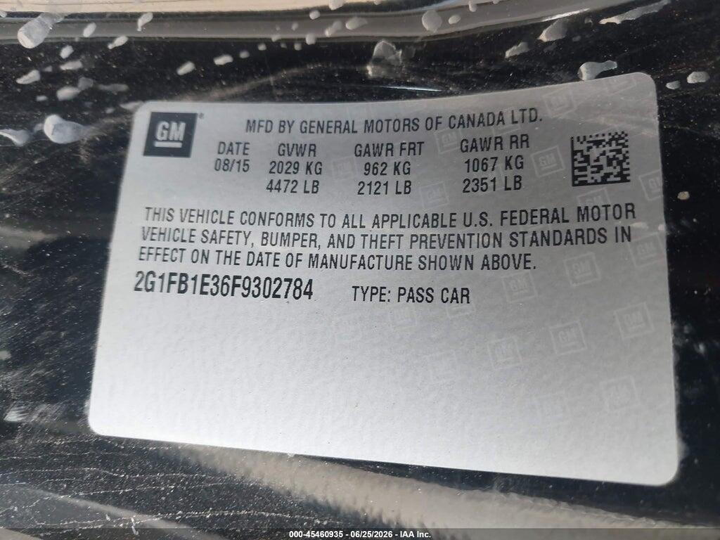 2G1FB1E36F9302784 2015 CHEVROLET CAMARO photo no. 9