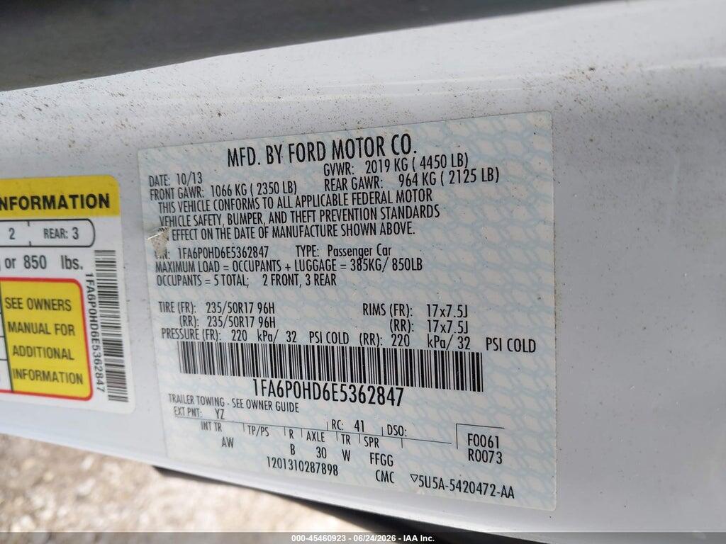 1FA6P0HD6E5362847 2014 FORD FUSION photo no. 9
