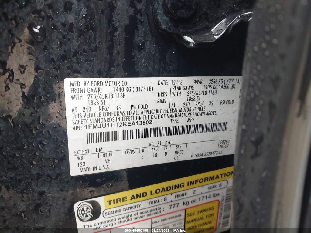 1FMJU1HT2KEA13802 2019 FORD EXPEDITION photo no. 9