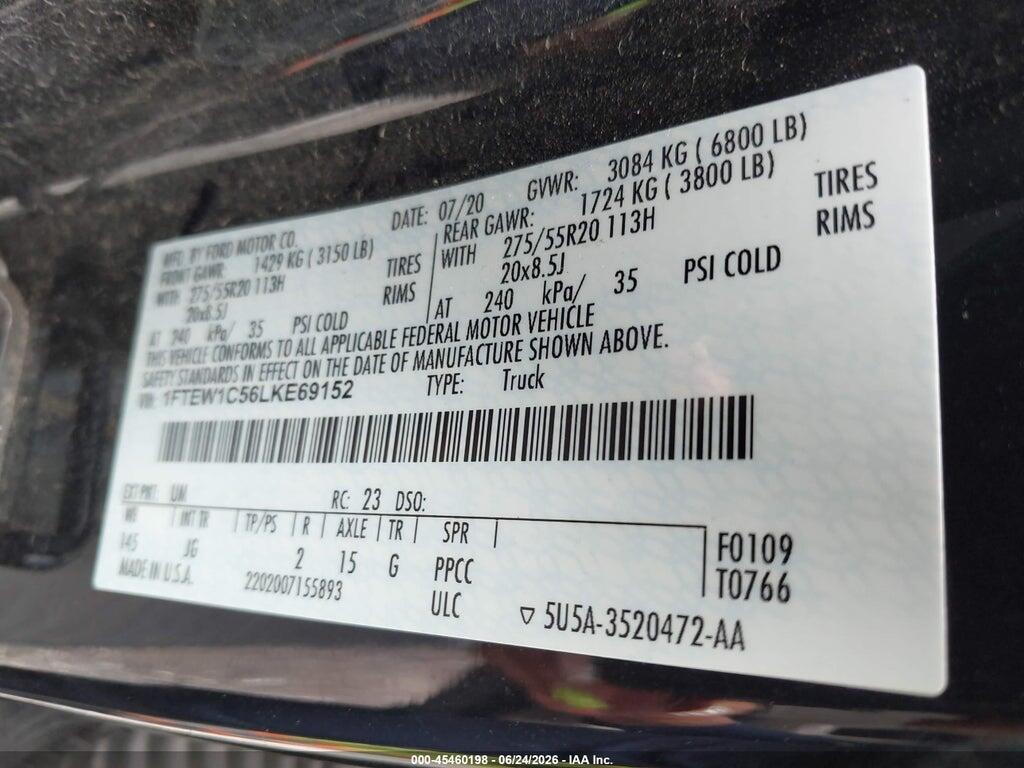 1FTEW1C56LKE69152 2020 FORD F-150 photo no. 9