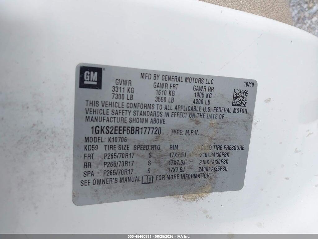 1GKS2EEF6BR177720 2011 GMC YUKON photo no. 9