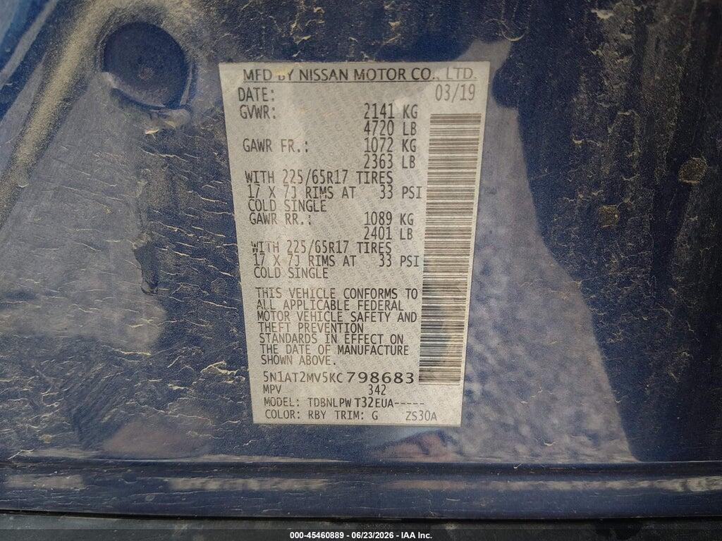 5N1AT2MV5KC798683 2019 NISSAN ROGUE photo no. 9