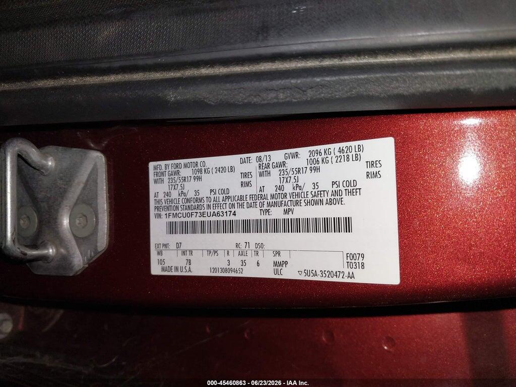 1FMCU0F73EUA63174 2014 FORD ESCAPE photo no. 9