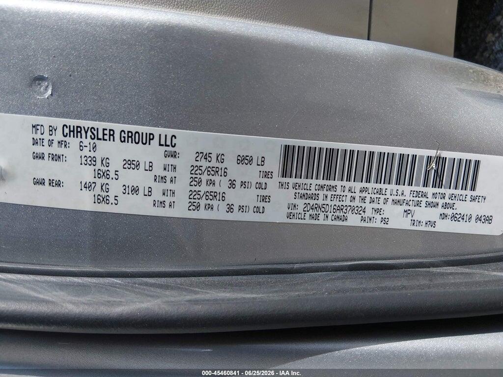 2D4RN5D16AR370324 2010 DODGE GRAND CARAVAN photo no. 9