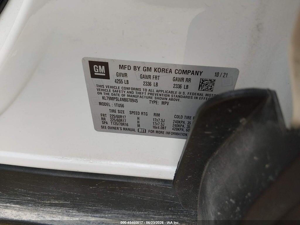 KL79MPSL4NB070945 2022 CHEVROLET TRAILBLAZER photo no. 9