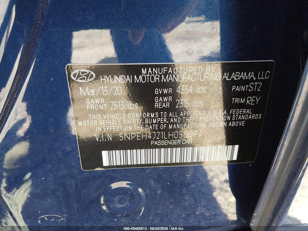5NPEH4J21LH050094 2020 HYUNDAI SONATA photo no. 9