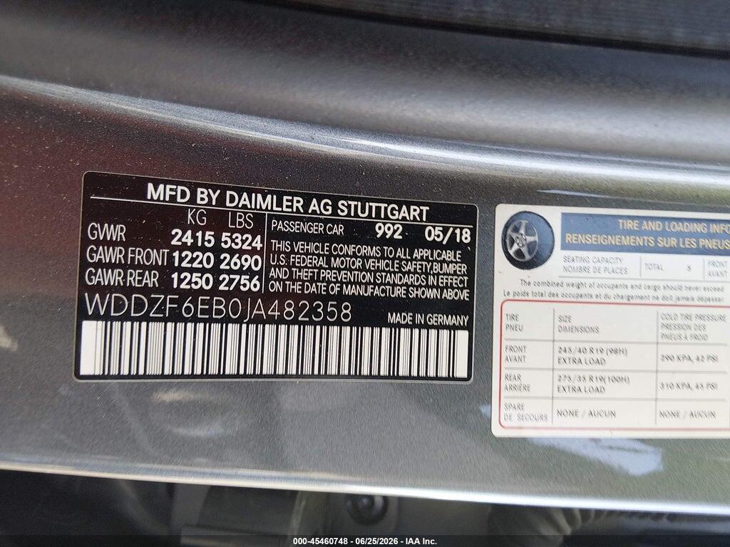 WDDZF6EB0JA482358 2018 MERCEDES-BENZ AMG E 43 photo no. 9