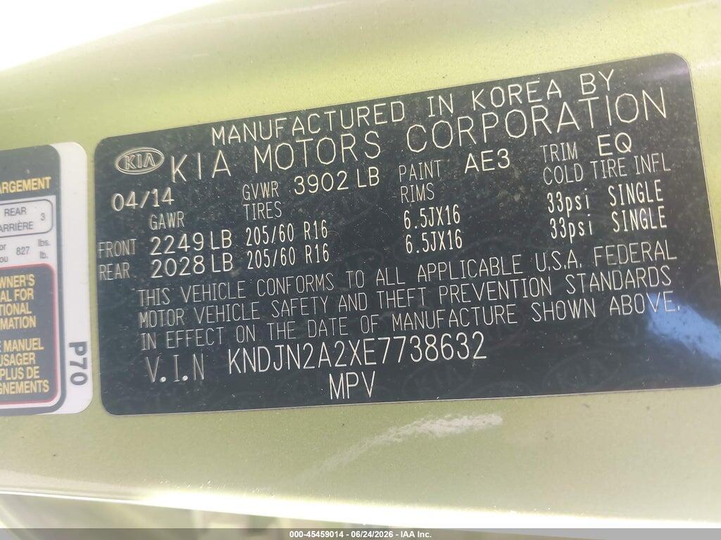 KNDJN2A2XE7738632 2014 KIA SOUL photo no. 9