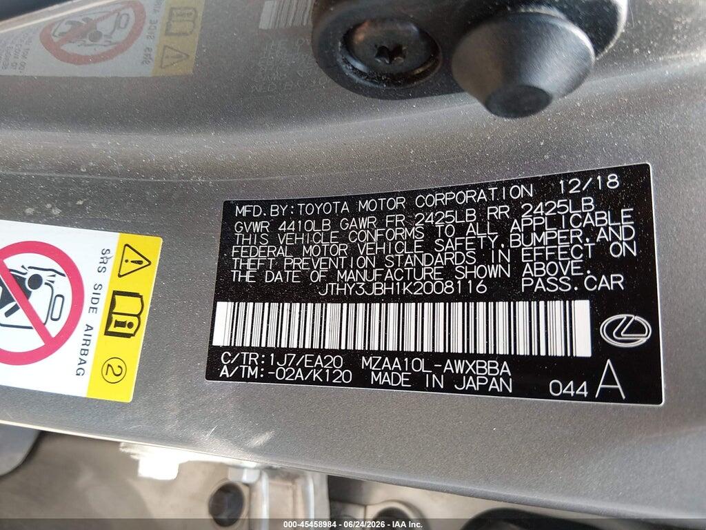 JTHY3JBH1K2008116 2019 LEXUS UX 200 photo no. 9