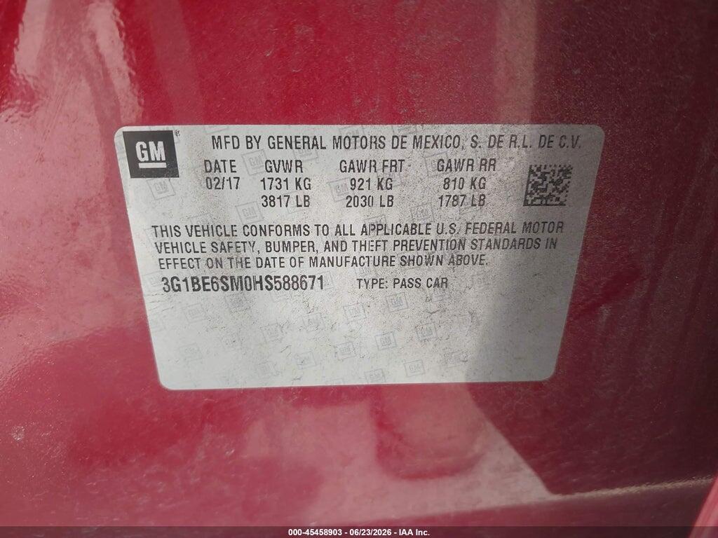 3G1BE6SM0HS588671 2017 CHEVROLET CRUZE photo no. 9