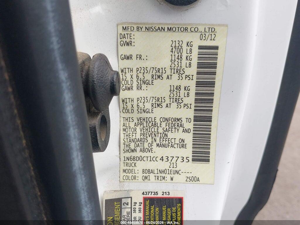 1N6BD0CT1CC437735 2012 NISSAN FRONTIER photo no. 9