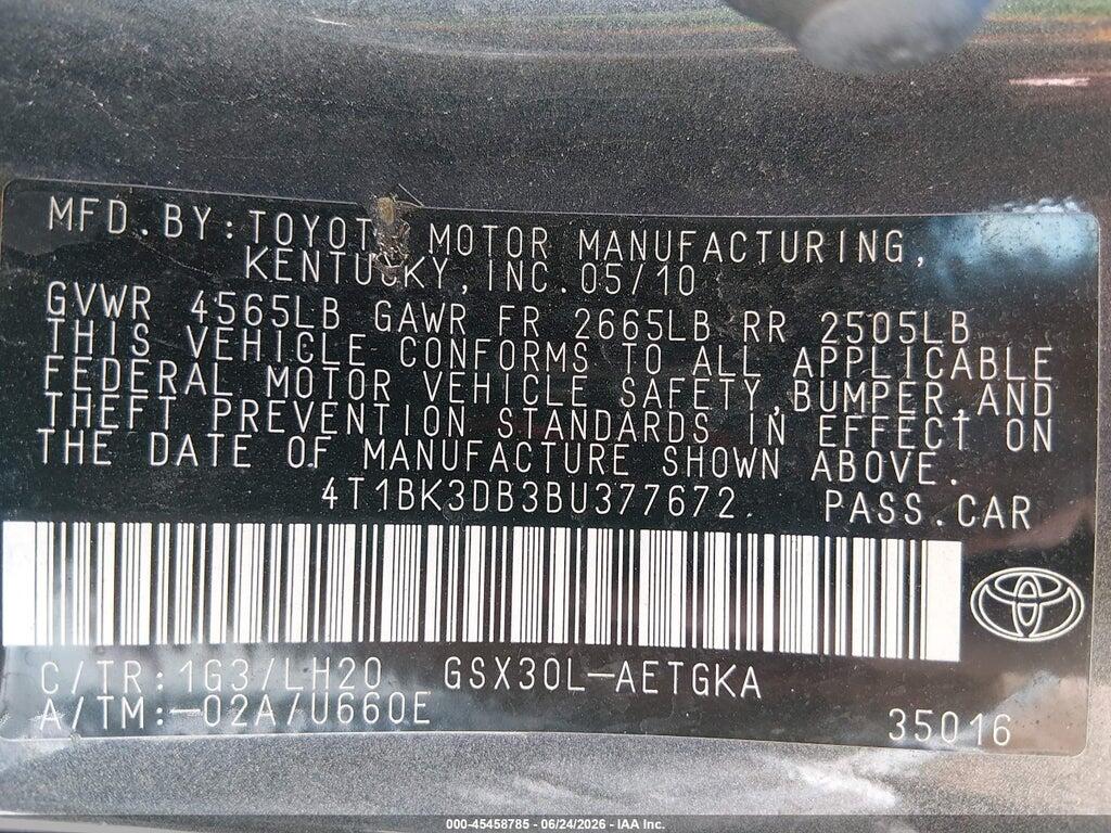 4T1BK3DB3BU377672 2011 TOYOTA AVALON photo no. 9