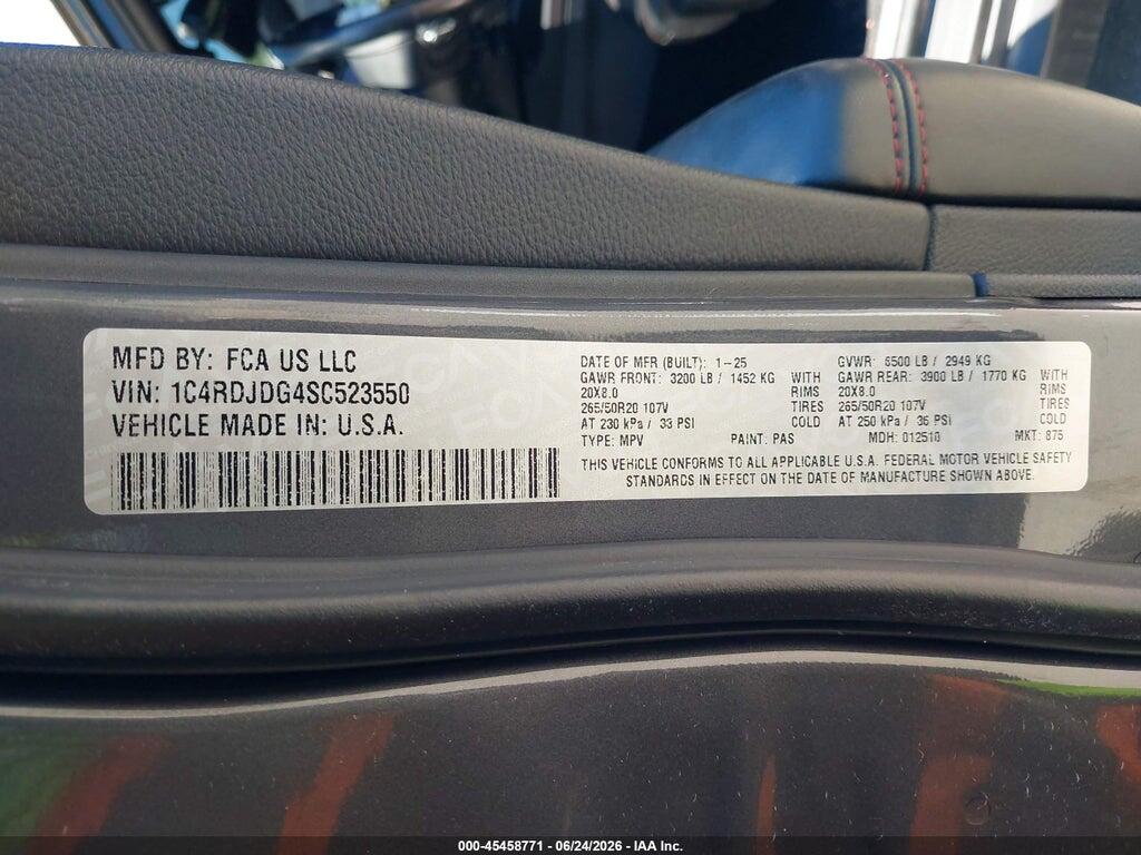 1C4RDJDG4SC523550 2025 DODGE DURANGO photo no. 9