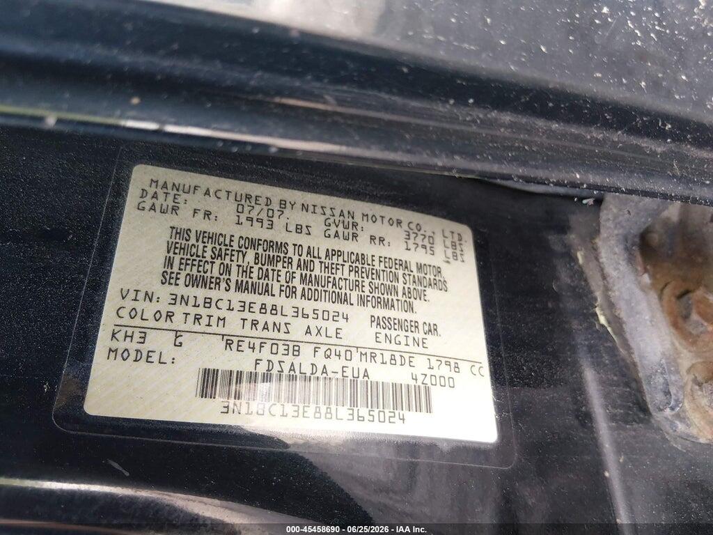 3N1BC13E88L365024 2008 NISSAN VERSA photo no. 9