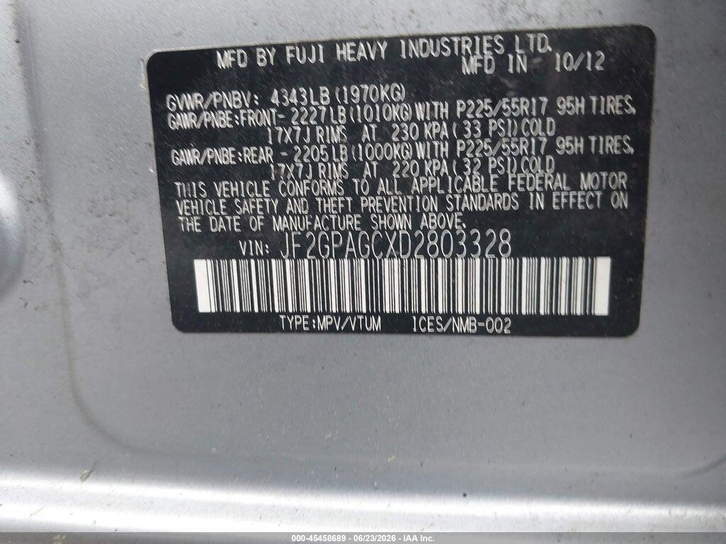 JF2GPAGCXD2803328 2013 SUBARU XV CROSSTREK photo no. 9