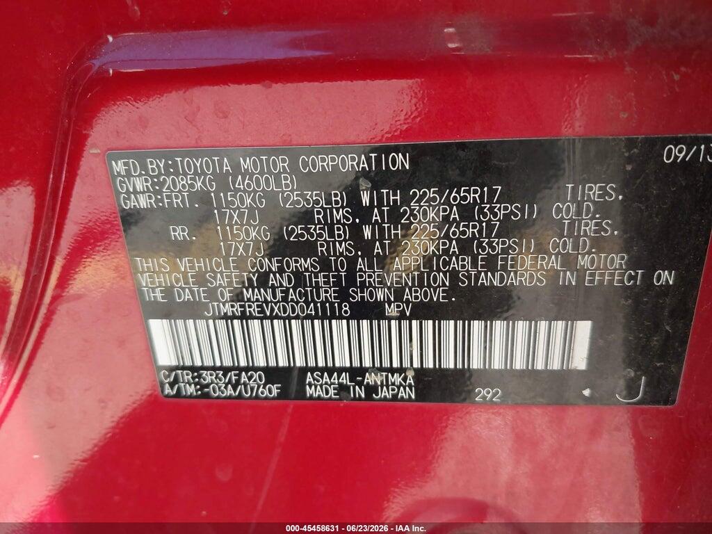 JTMRFREVXDD041118 2013 TOYOTA RAV4 photo no. 9