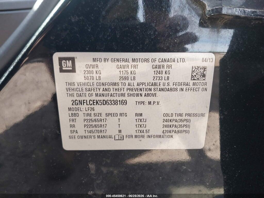 2GNFLCEK5D6338169 2013 CHEVROLET EQUINOX photo no. 9