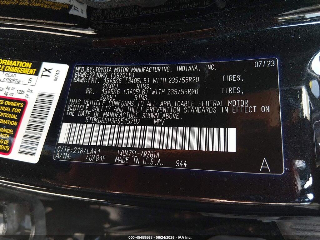 5TDKDRBH3PS515702 2023 TOYOTA HIGHLANDER photo no. 9