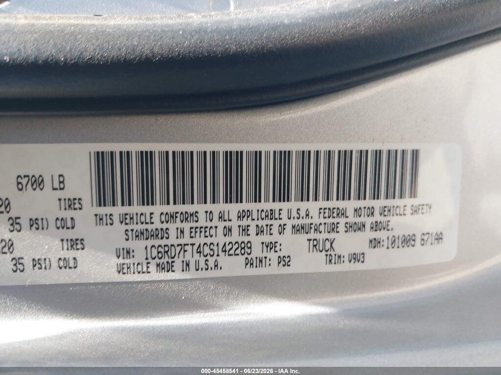 1C6RD7FT4CS142289 2012 RAM 1500 photo no. 9