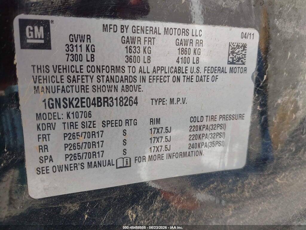 1GNSK2E04BR318264 2011 CHEVROLET TAHOE photo no. 9
