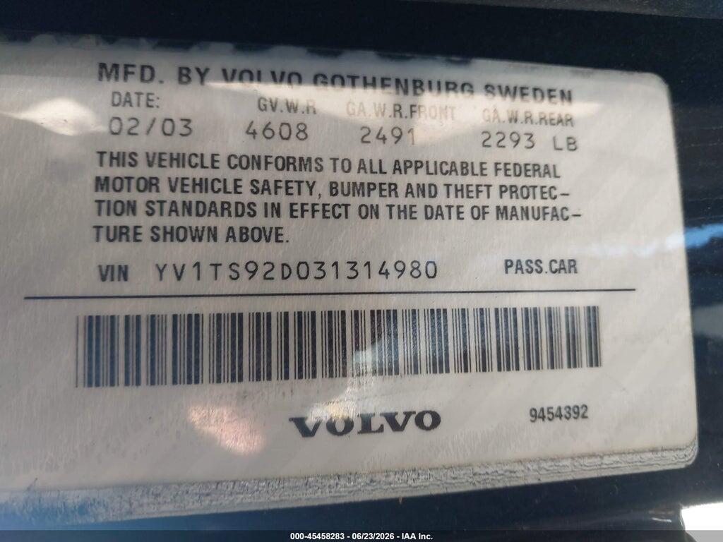YV1TS92D031314980 2003 VOLVO S80 photo no. 9