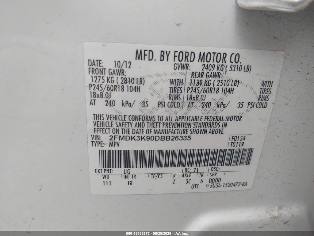 2FMDK3K90DBB26335 2013 FORD EDGE photo no. 9
