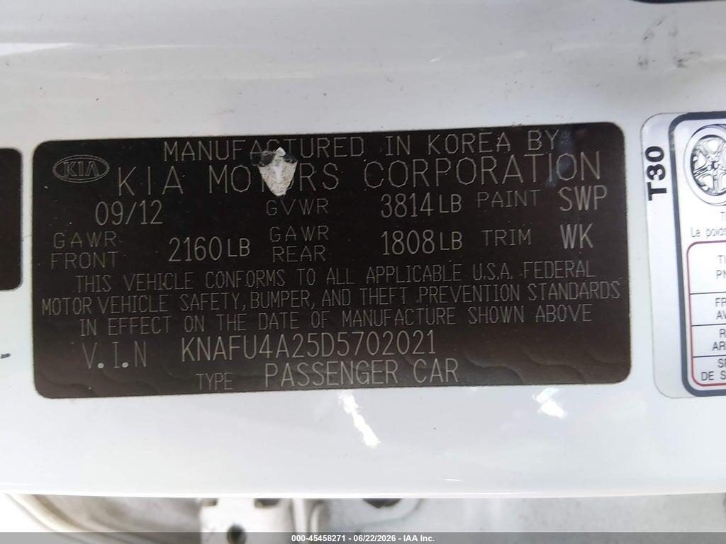 KNAFU4A25D5702021 2013 KIA FORTE photo no. 9