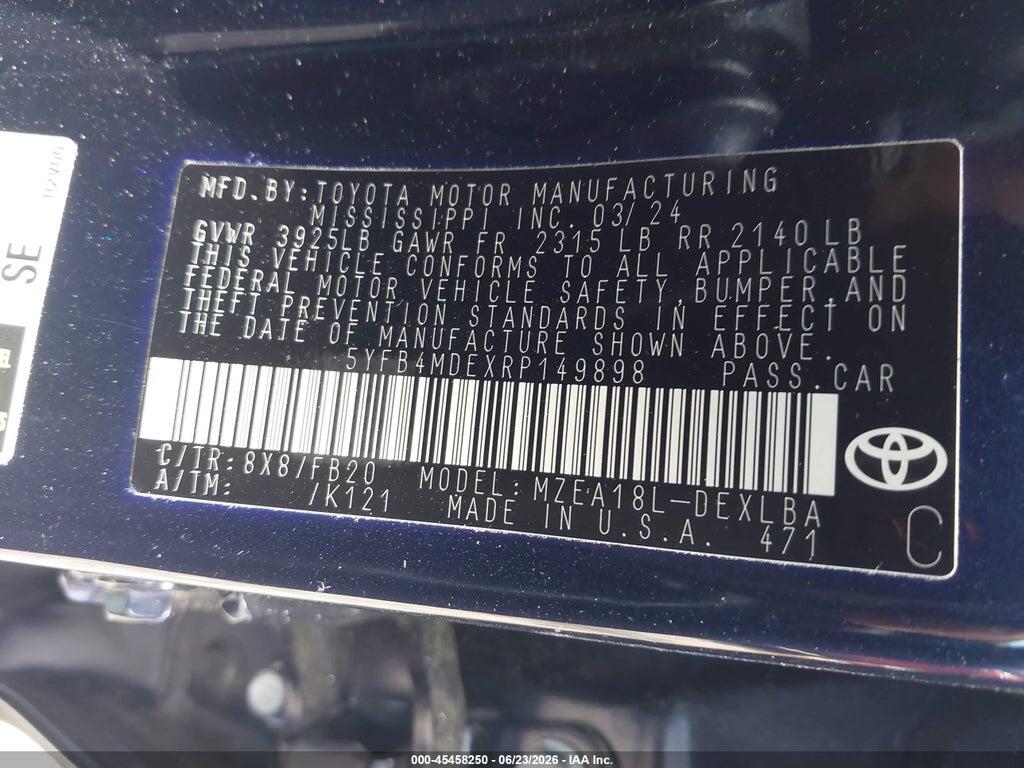 5YFB4MDEXRP149898 2024 TOYOTA COROLLA photo no. 9