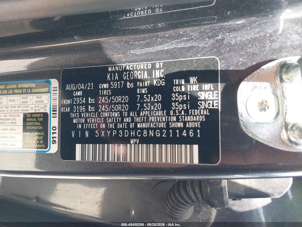 5XYP3DHC8NG211461 2022 KIA TELLURIDE photo no. 9