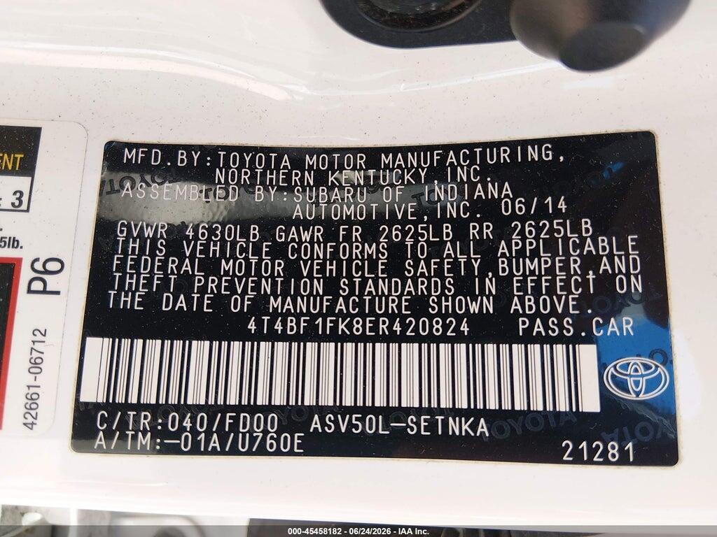4T4BF1FK8ER420824 2014 TOYOTA CAMRY photo no. 9