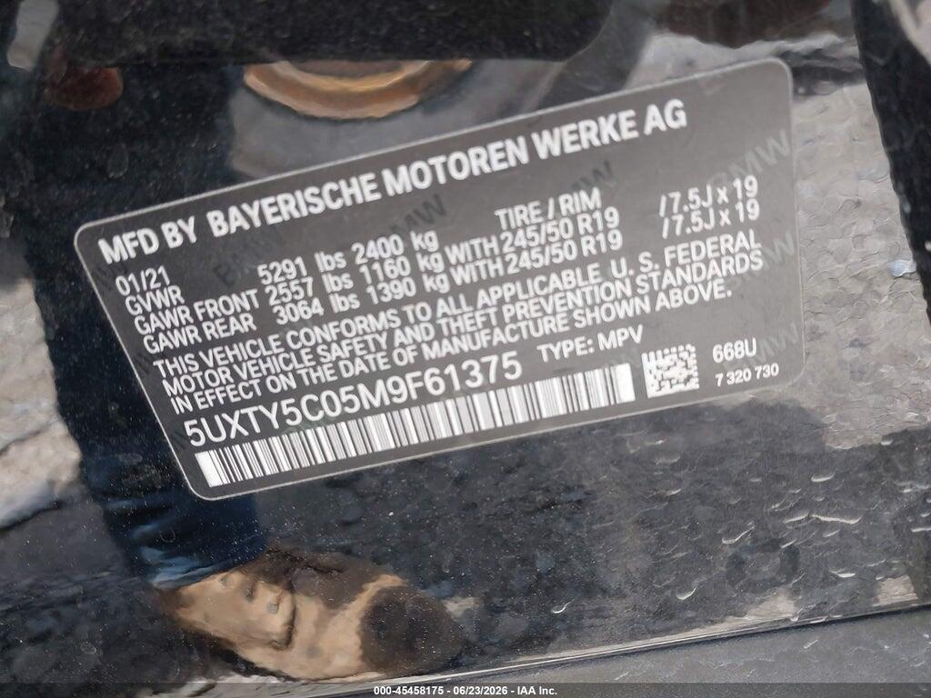 5UXTY5C05M9F61375 2021 BMW X3 photo no. 9