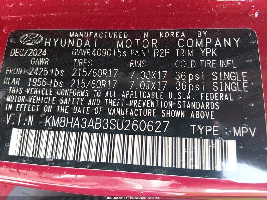 KM8HA3AB3SU260627 2025 HYUNDAI KONA photo no. 9