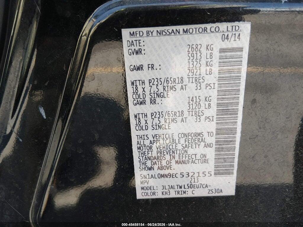 5N1AL0MN9EC532155 2014 INFINITI QX60 photo no. 9