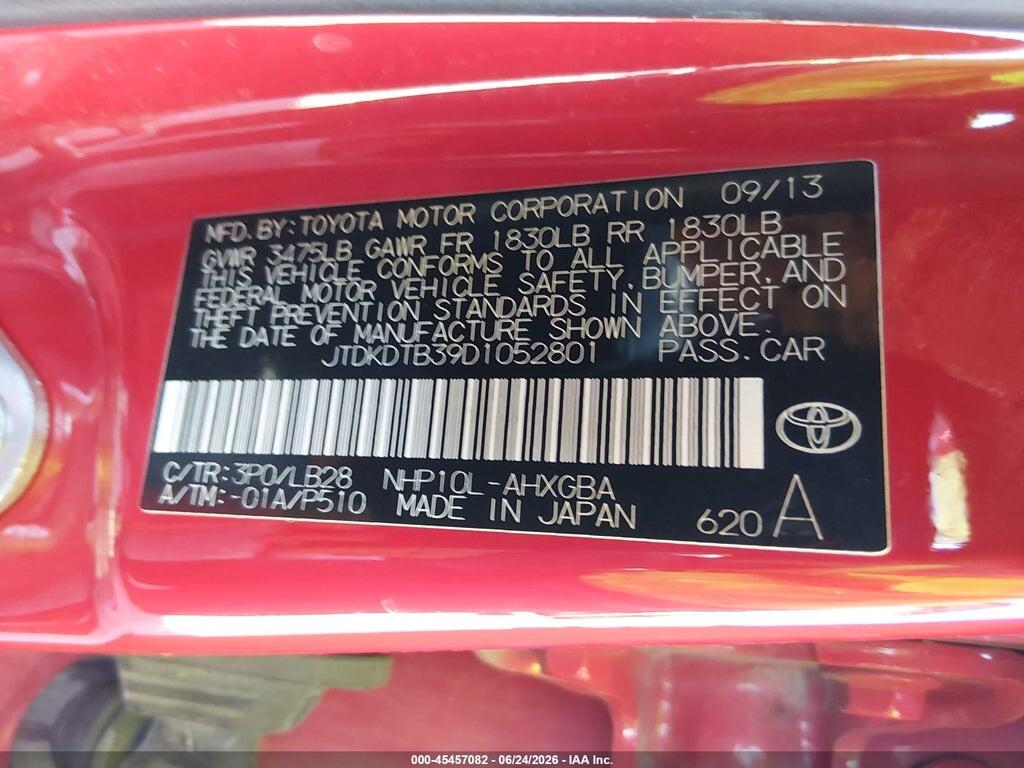 JTDKDTB39D1052801 2013 TOYOTA PRIUS C photo no. 9