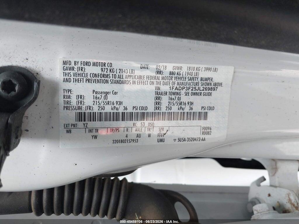 1FADP3F25JL269897 2018 FORD FOCUS photo no. 9