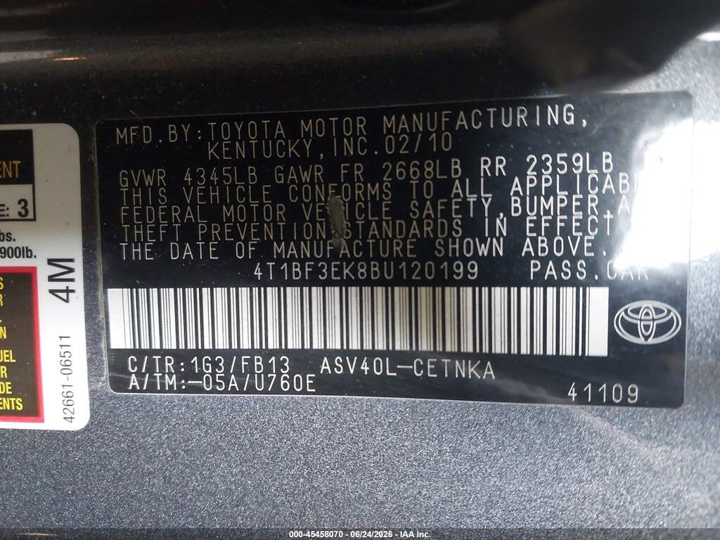 4T1BF3EK8BU120199 2011 TOYOTA CAMRY photo no. 9