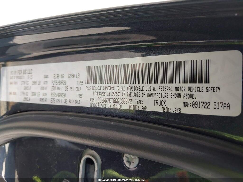 3C6RR7KT8GG136872 2016 RAM 1500 photo no. 9