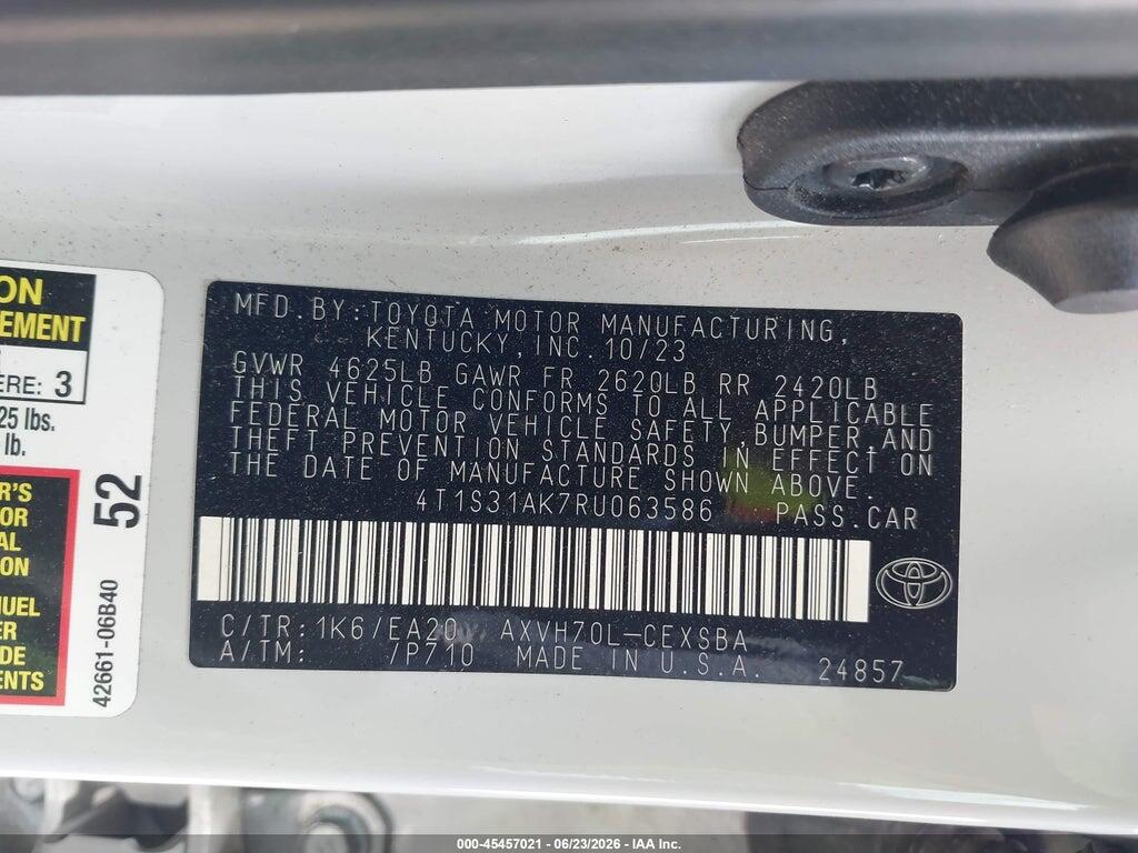 4T1S31AK7RU063586 2024 TOYOTA CAMRY HYBRID photo no. 9