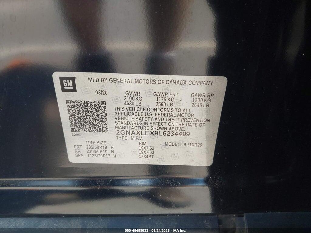 2GNAXLEX9L6234499 2020 CHEVROLET EQUINOX photo no. 9