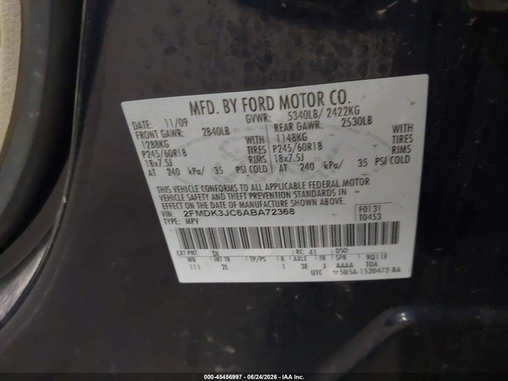2FMDK3JC6ABA72368 2010 FORD EDGE photo no. 9