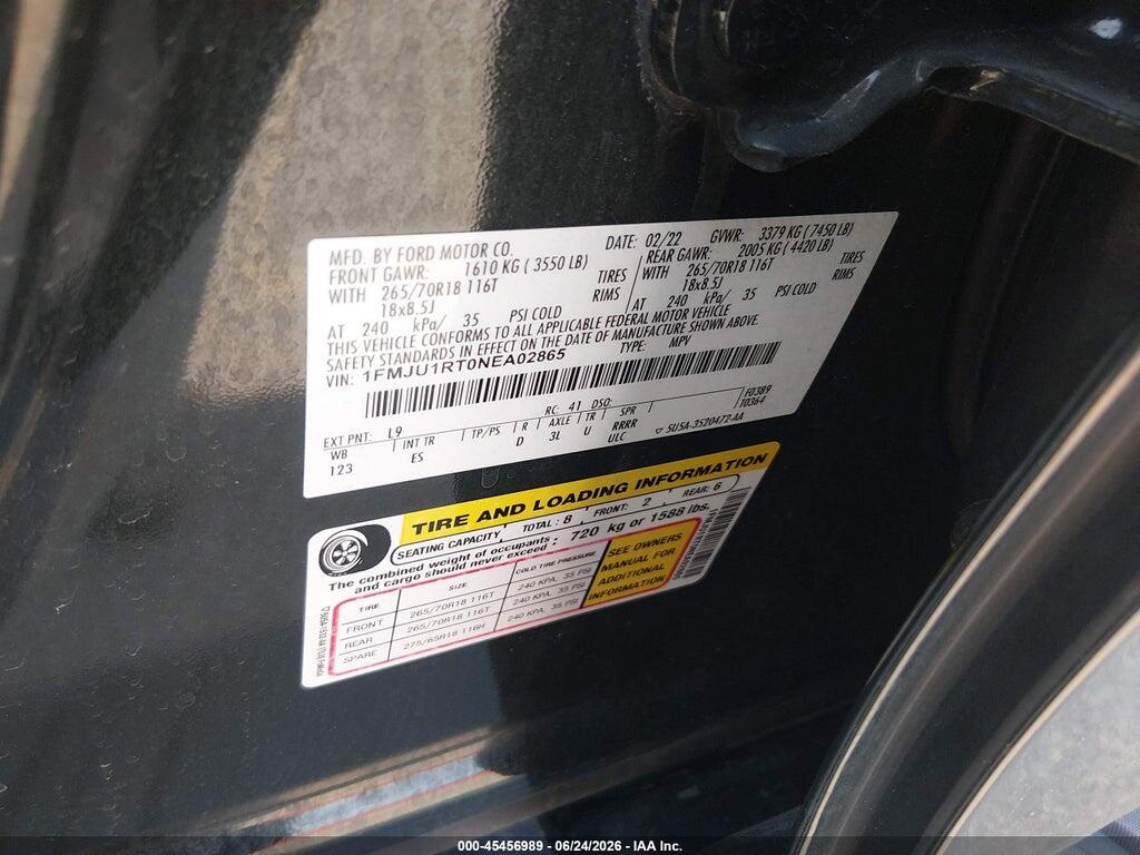 1FMJU1RT0NEA02865 2022 FORD EXPEDITION photo no. 9