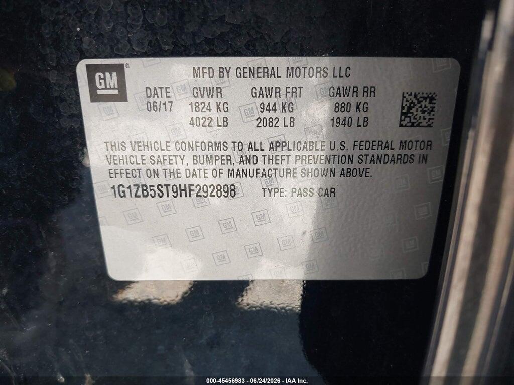 1G1ZB5ST9HF292898 2017 CHEVROLET MALIBU photo no. 9