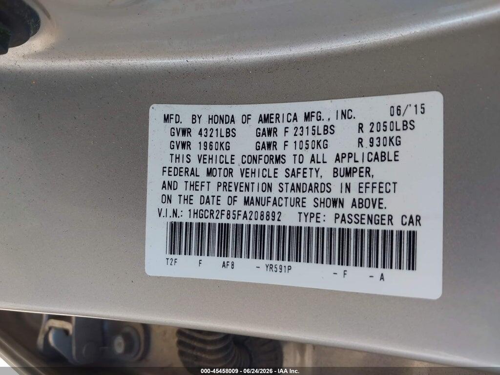 1HGCR2F85FA208892 2015 HONDA ACCORD photo no. 9