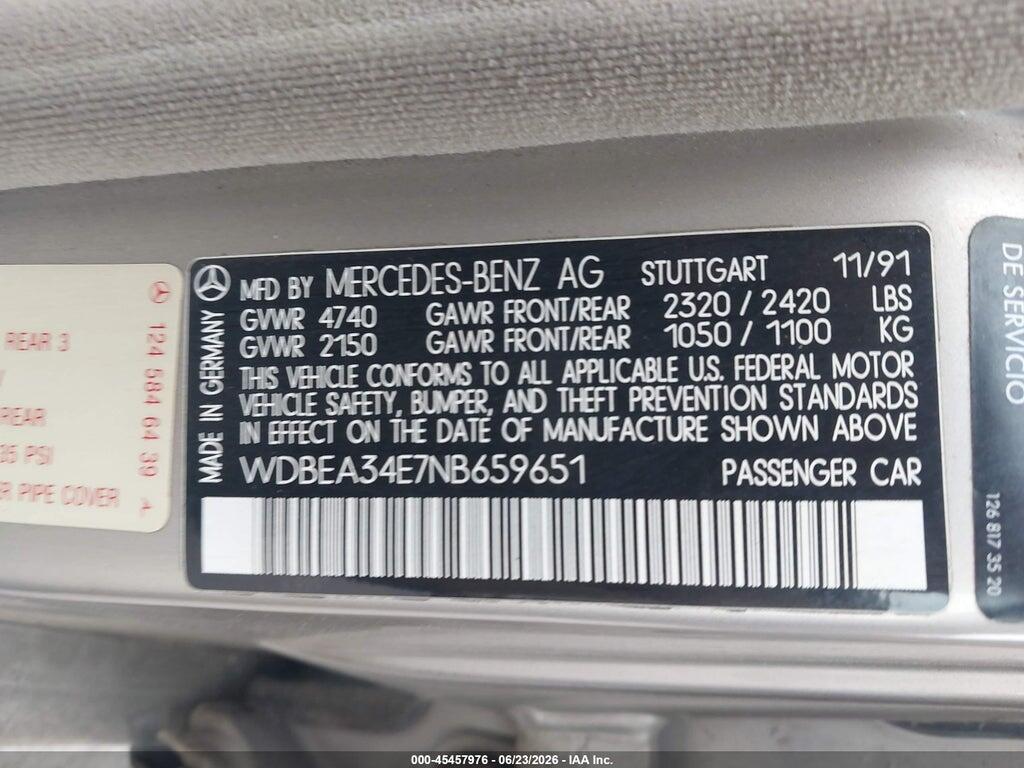WDBEA34E7NB659651 1992 MERCEDES-BENZ 400 photo no. 9