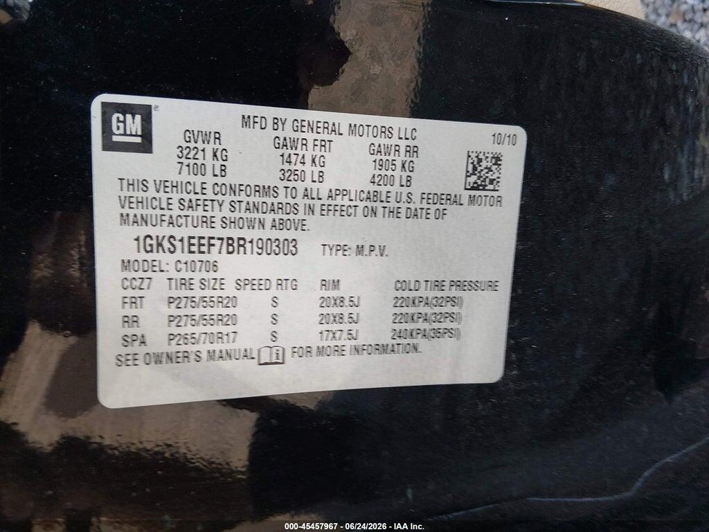 1GKS1EEF7BR190303 2011 GMC YUKON photo no. 9
