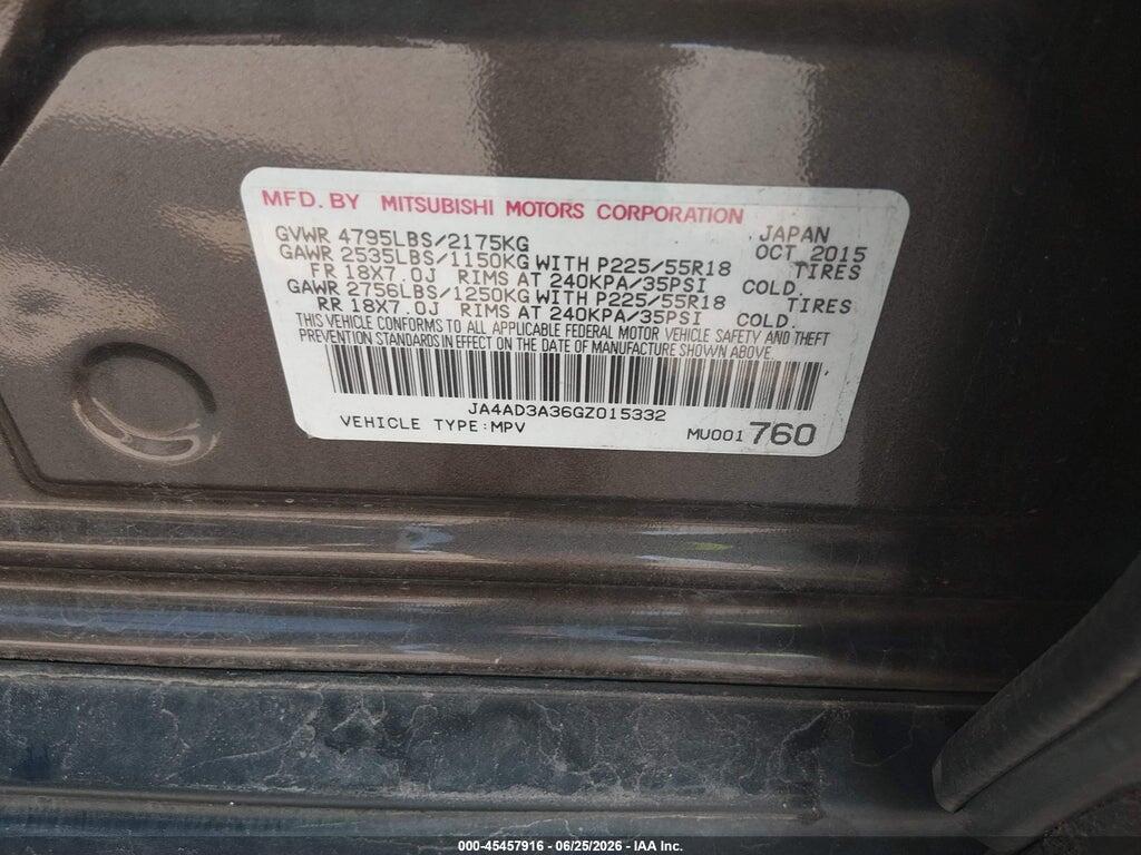 JA4AD3A36GZ015332 2016 MITSUBISHI OUTLANDER photo no. 9